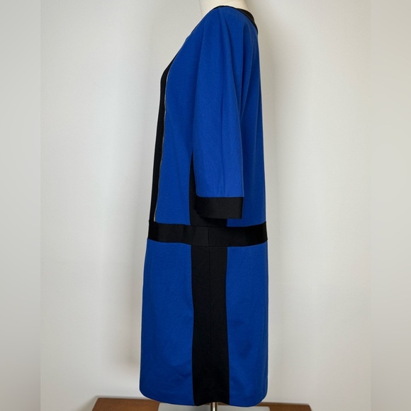 Ellen Tracy Colorblock Shift Dress  Black And Blue 3/4 Sleeve Women’s Size 12 - Picture 4 of 9